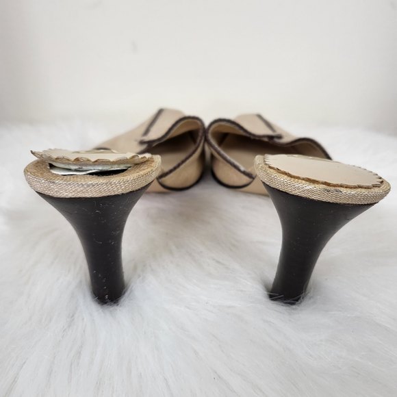 Victoria Spencer tan kitten heel mules size 7.5 - Picture 4 of 7